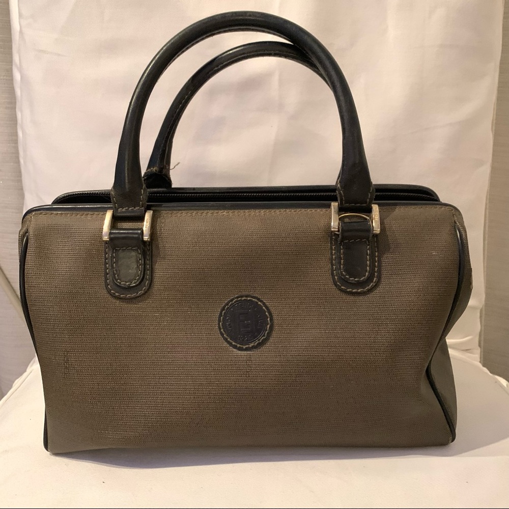 FENDI brown black Boston top handle purse vtg - Picture 2 of 13